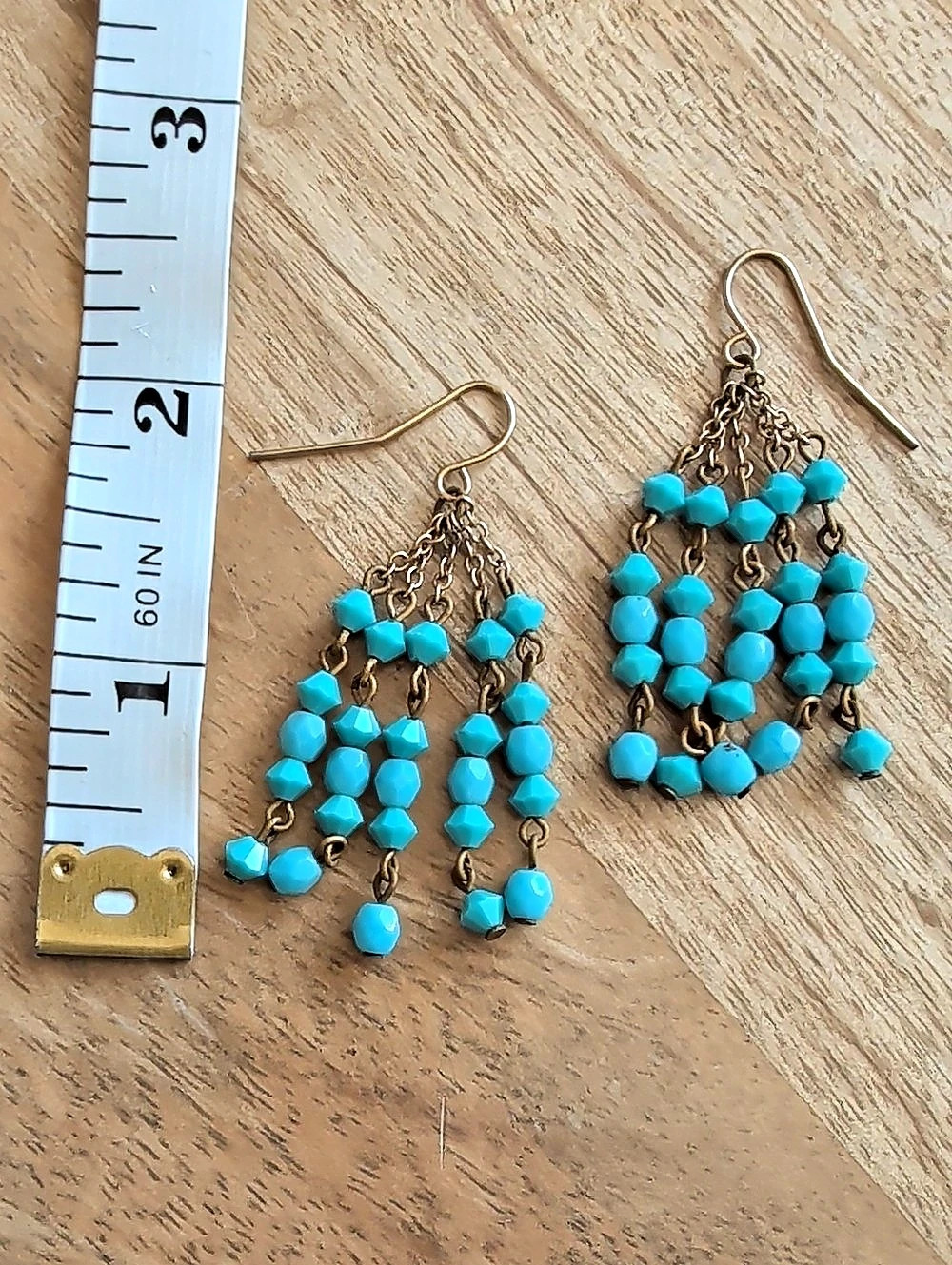 Blue Beaded Dangle Earrings